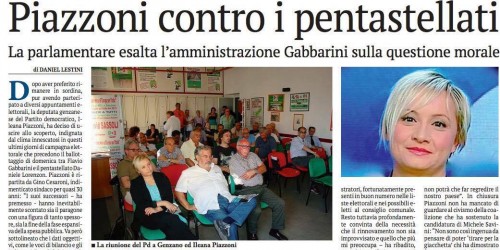 Giornale della Provincia: "Piazzoni contro i pentastellati"